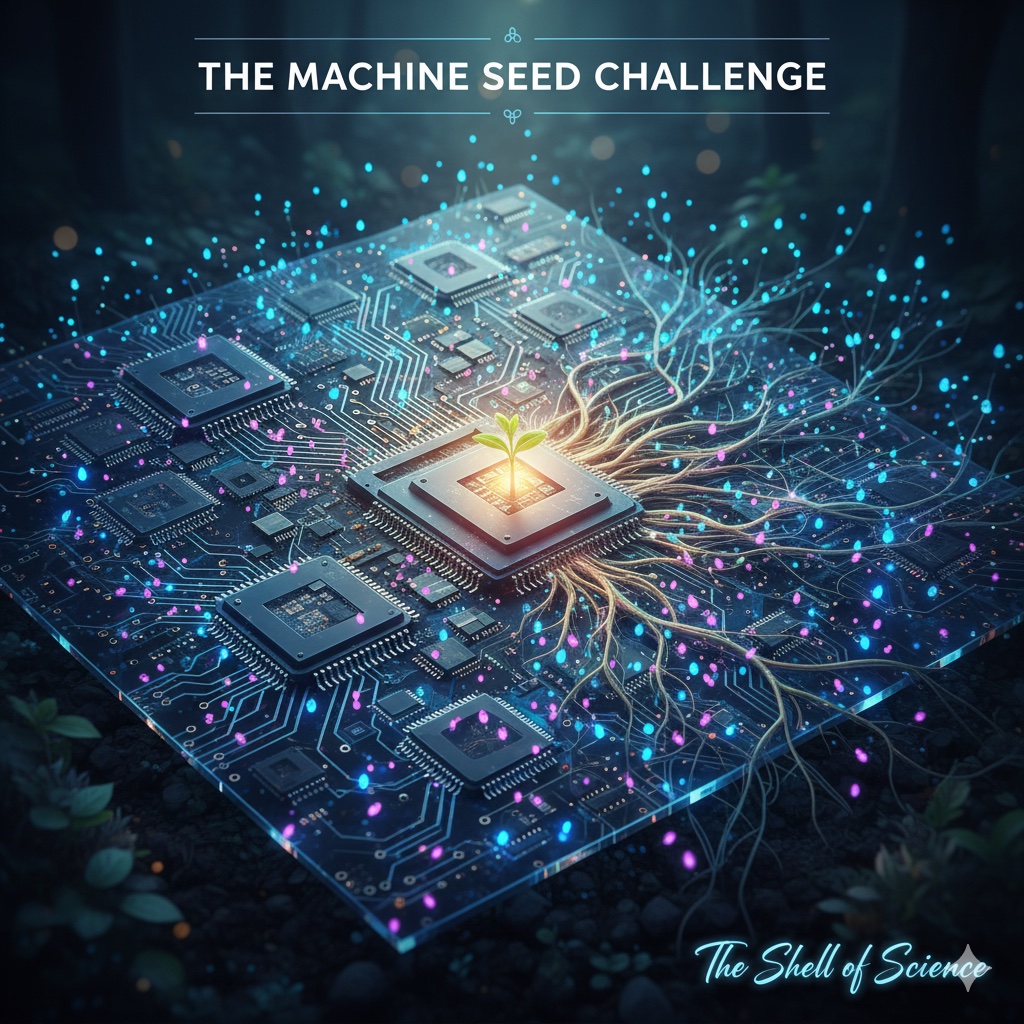 The Machine Seed Challenge: Technology transforming into organic roots.