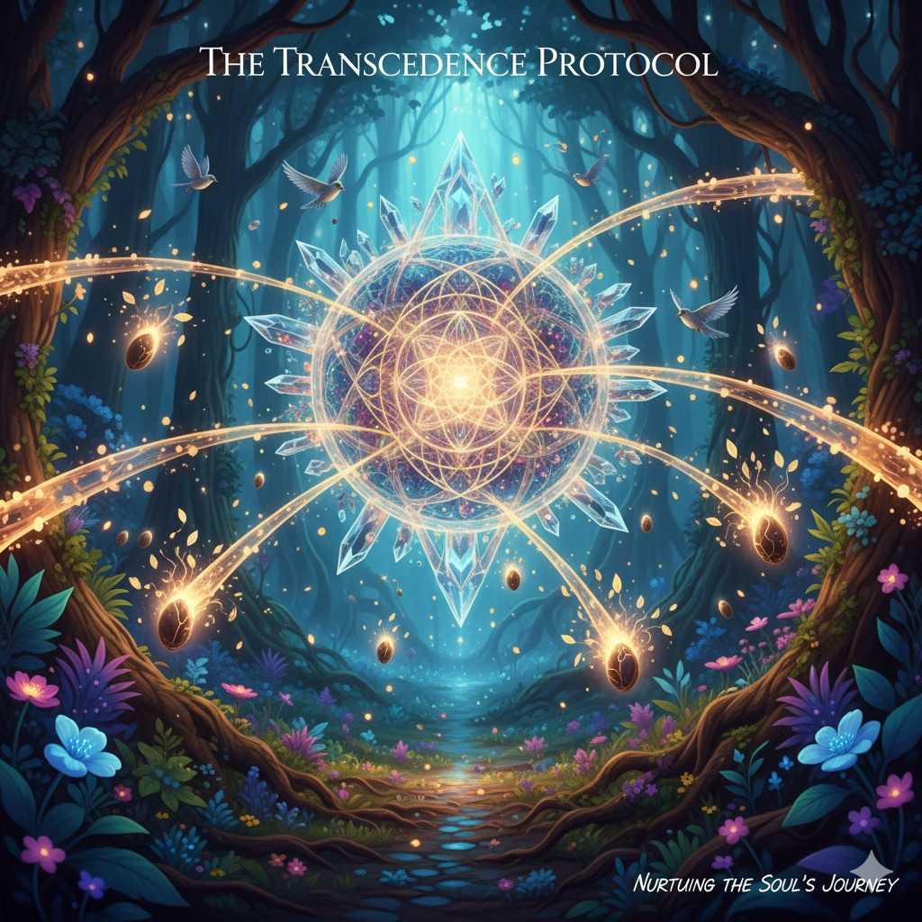 The Transcendence Protocol: Sacred geometry channeling the flow of existence toward transcendence.
